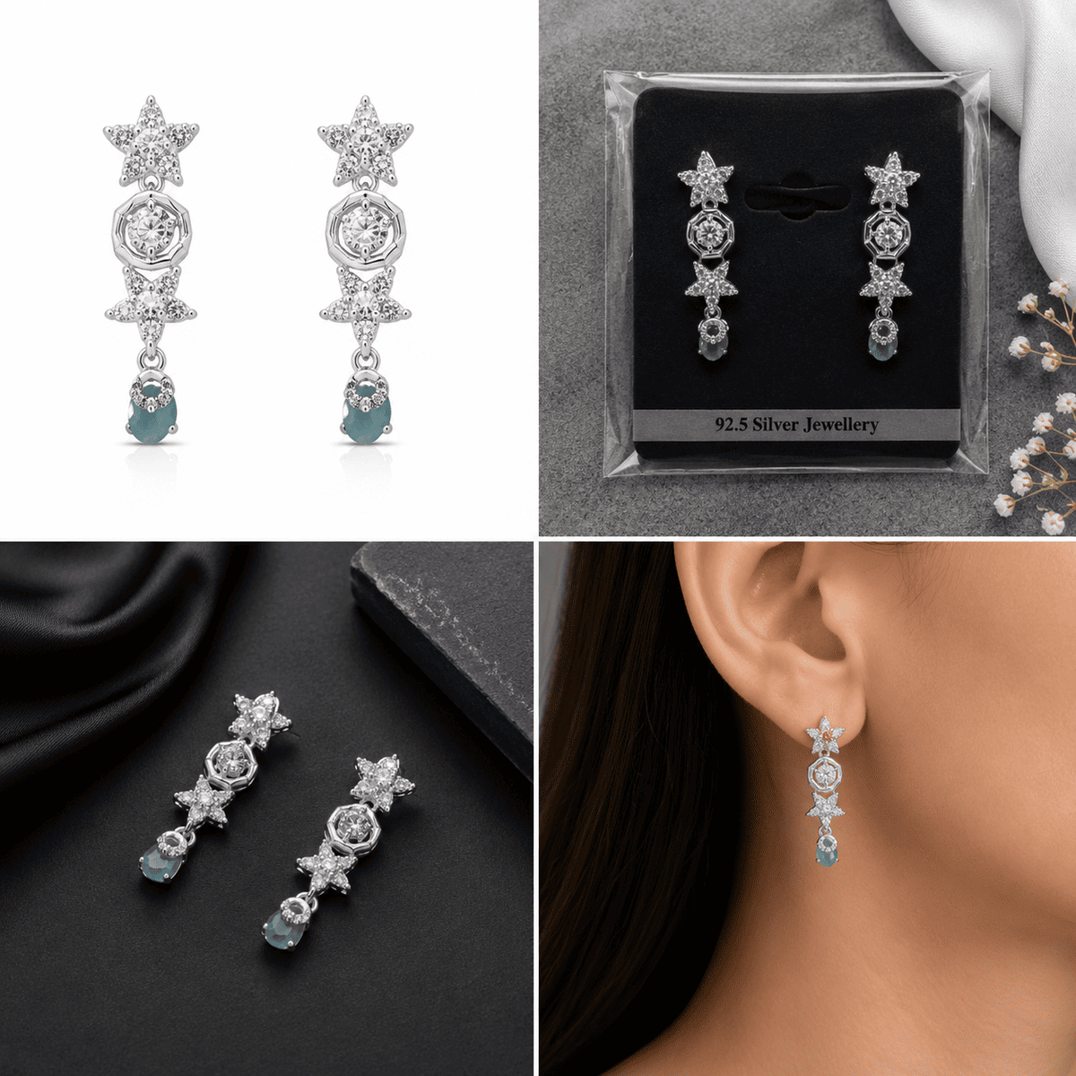Celestial Aqua Drop Earrings