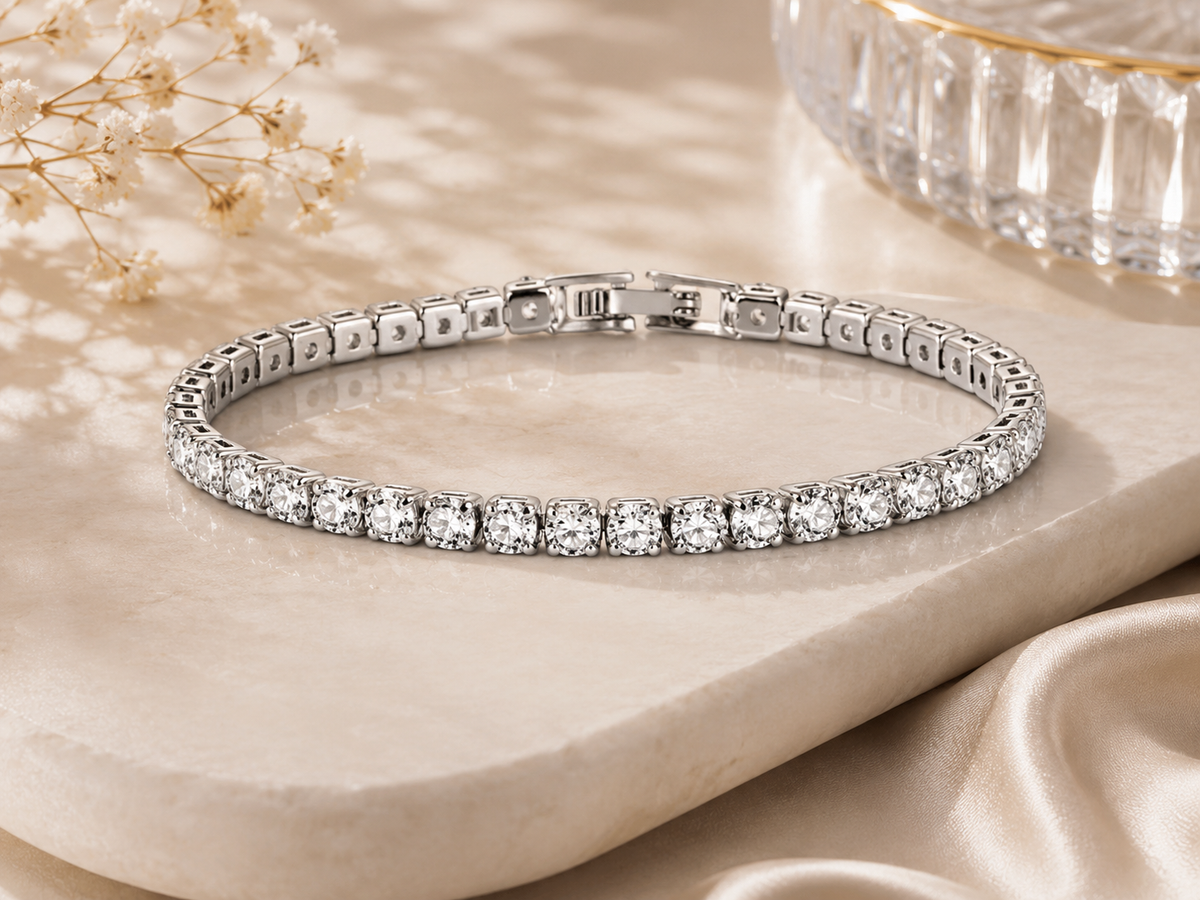 Classic Tennis Bracelet – Sterling Silver Cubic Zirconia Elegance