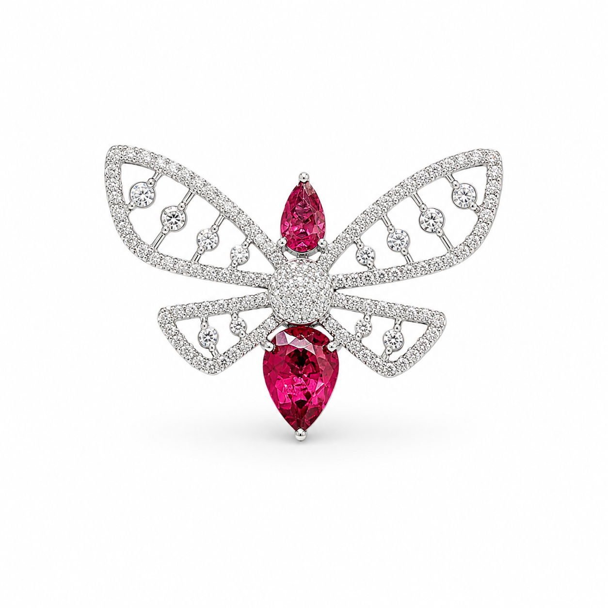 Pink Stone Celeste Radiance Butterfly Statement Brooch
