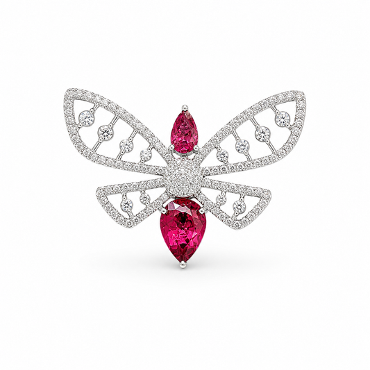 Pink Stone Celeste Radiance Butterfly Statement Brooch