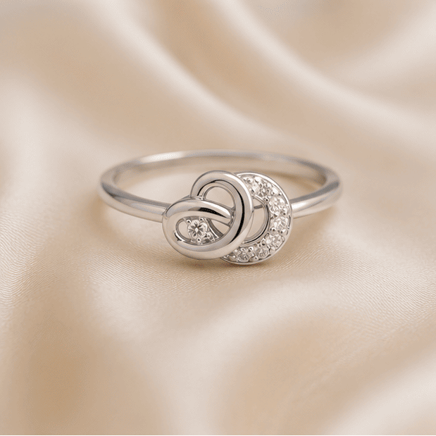 Minimalist 925 Sterling Silver CZ Infinity Ring Close-Up for Women