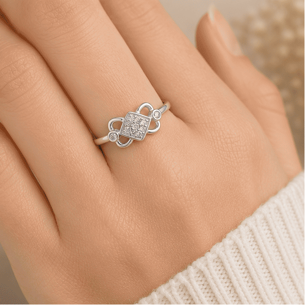 Elegant 925 Sterling Silver Infinity Pattern Ring Worn on Finger | Women’s Silver Jewellery