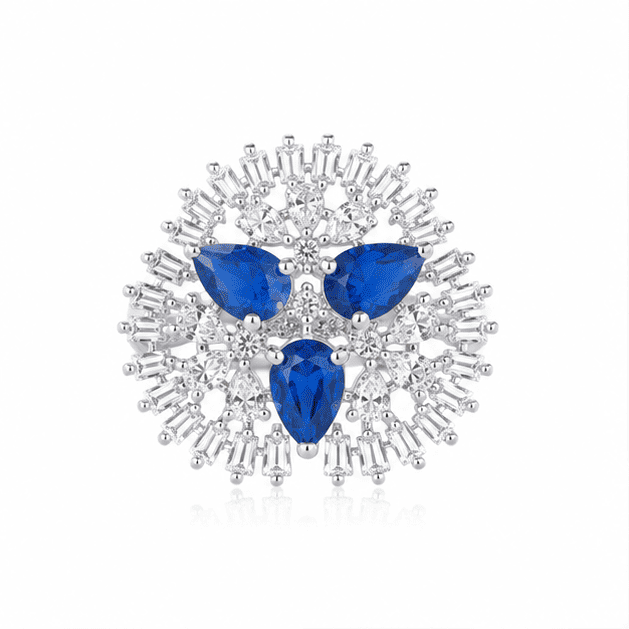 Vrindae Argente Celestia Sapphire Bloom adjustable 925 sterling silver floral ring 