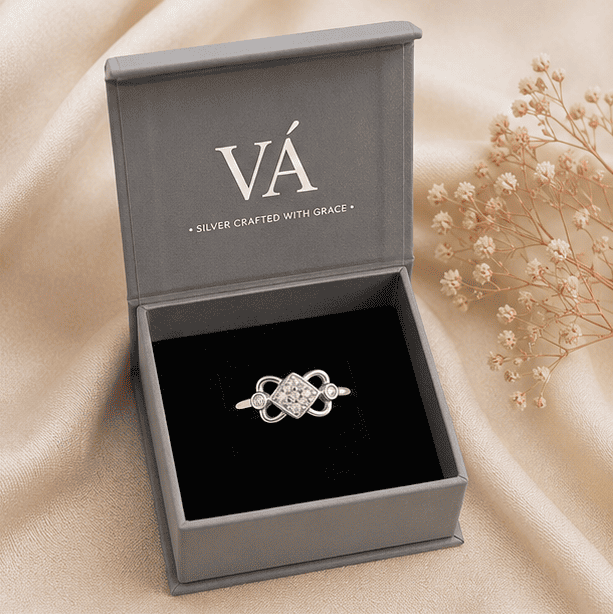 925 Sterling Silver Geometric Infinity Ring in Premium Vrindae Argente Gift Box