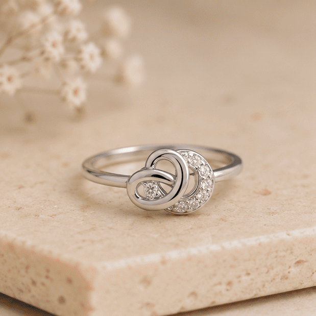 Vrindae Argente 925 Sterling Silver Infinity Knot Ring with Cubic Zirconia