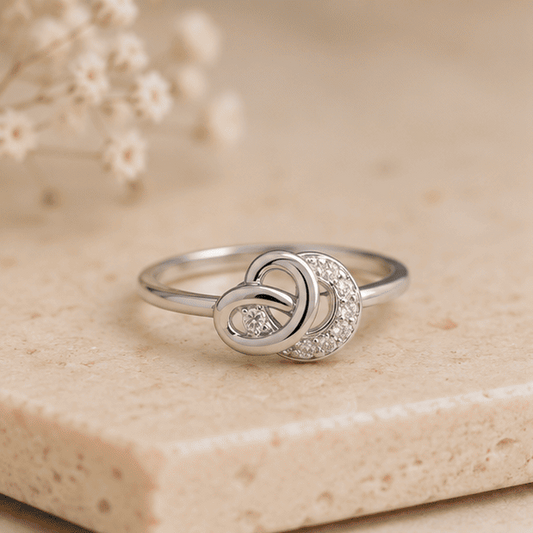 Vrindae Argente 925 Sterling Silver Infinity Knot Ring with Cubic Zirconia