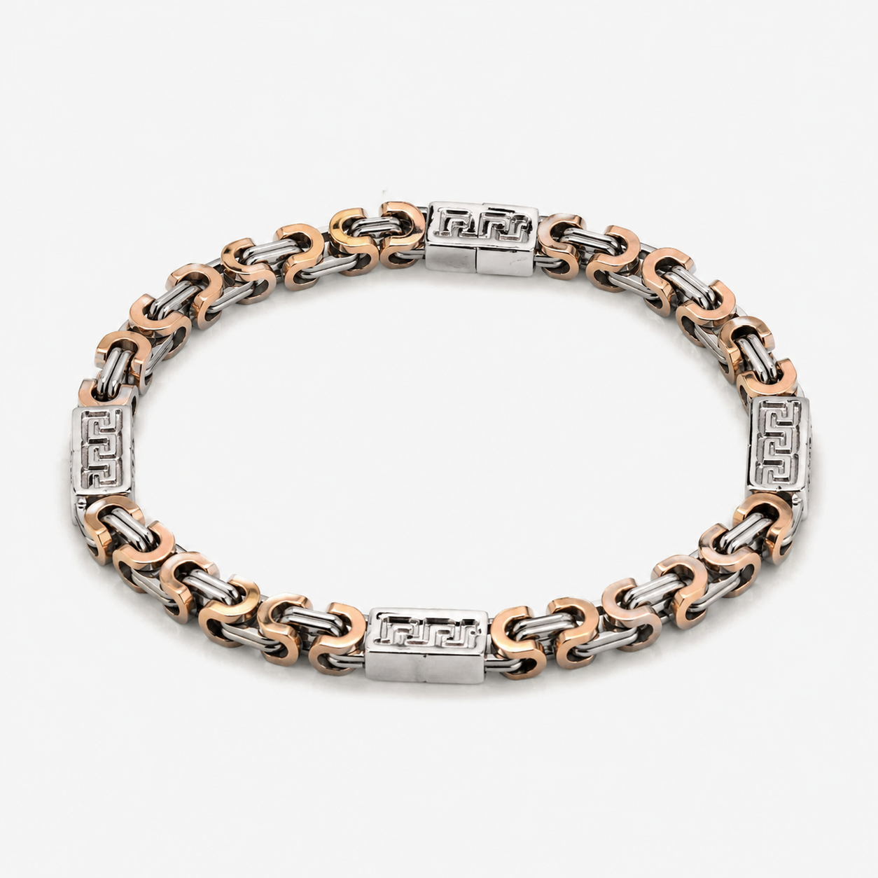 Men’s Dual Tone Cuban Link Bracelet –sterling silver Chain