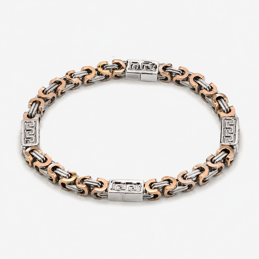 Men’s Dual Tone Cuban Link Bracelet –sterling silver Chain