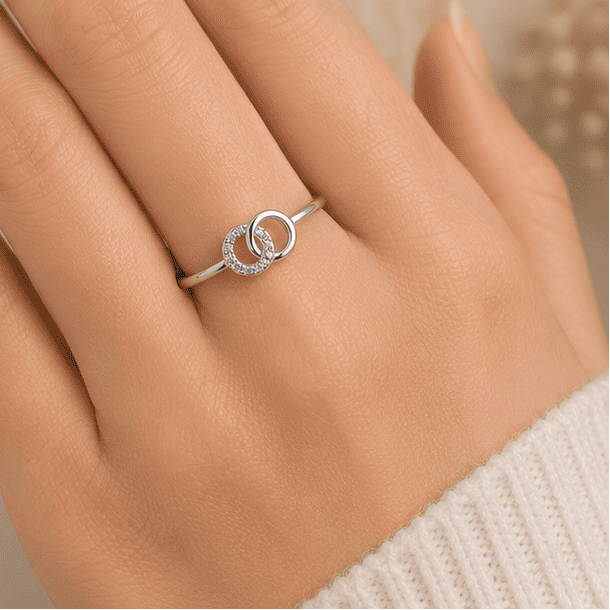 silver ring on hand
