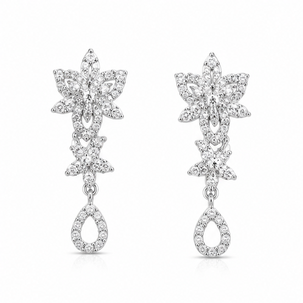 Sterling Silver Floral Drop Earrings