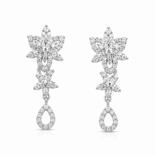 Sterling Silver Floral Drop Earrings